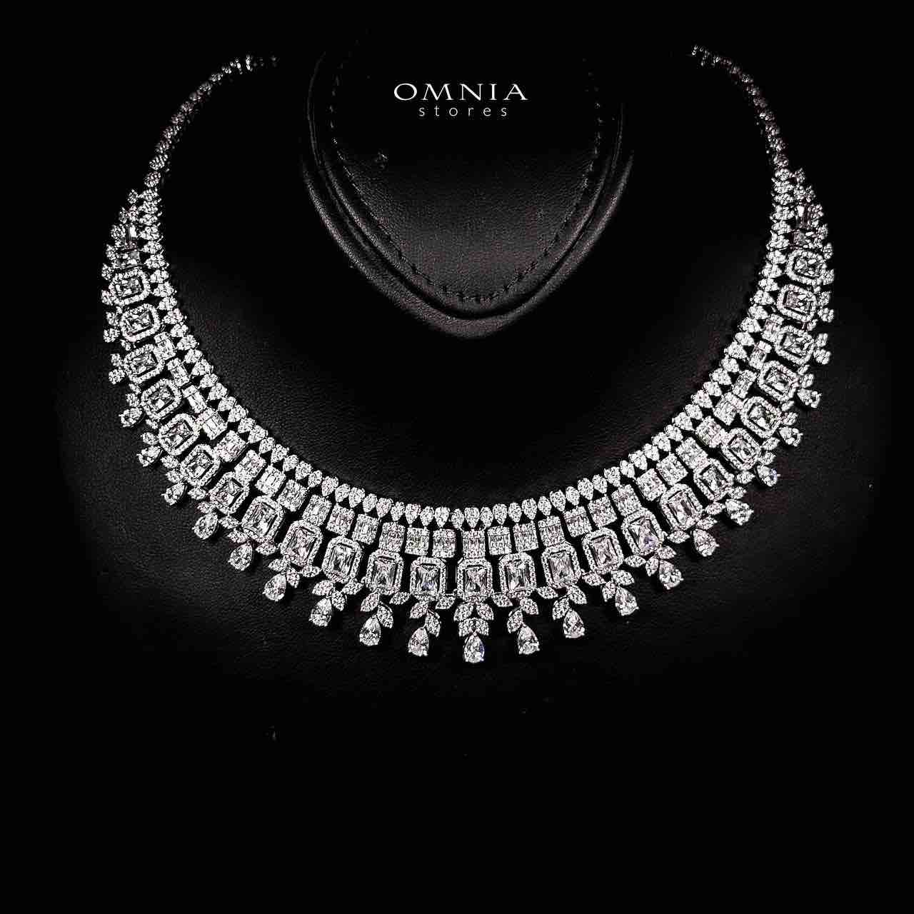 Omnia Kaila White Luxury Bridal Full Set in High Quality Zircon Stone in Rhodium Plated