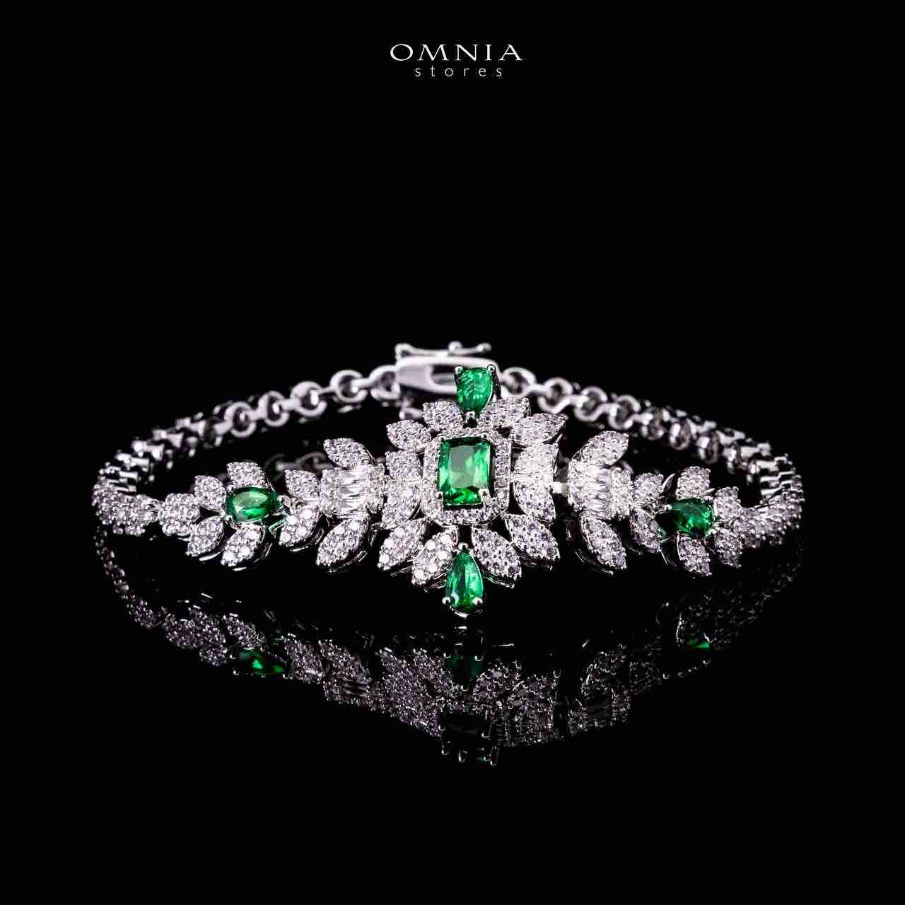 Omnia Kaila Green Luxury Bridal Full Set in High Quality Zircon Stone in Rhodium Plated