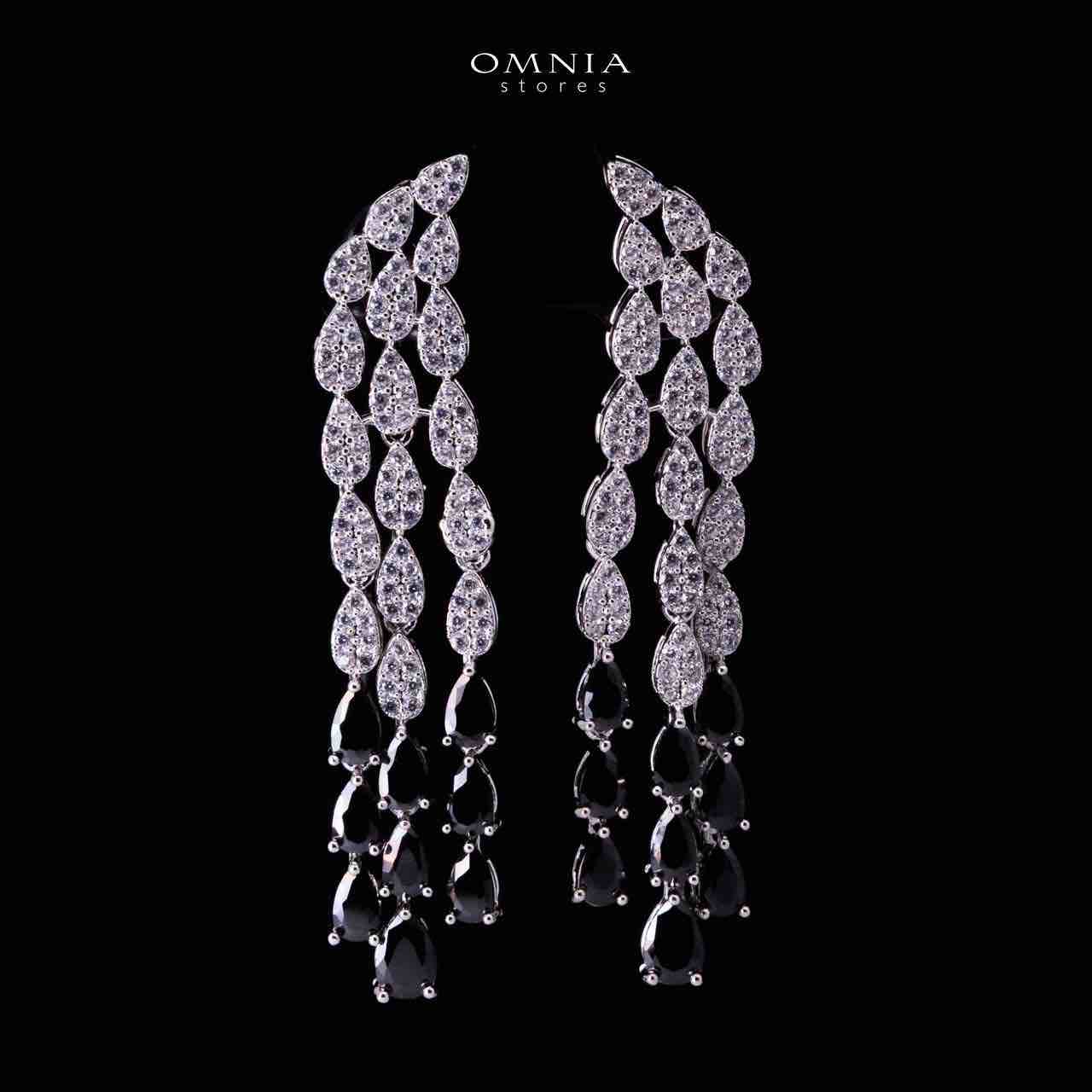 Omnia Amrah Luxury Bridal White and Black Full Set in High Quality Zircon Stone Rhodium Plated