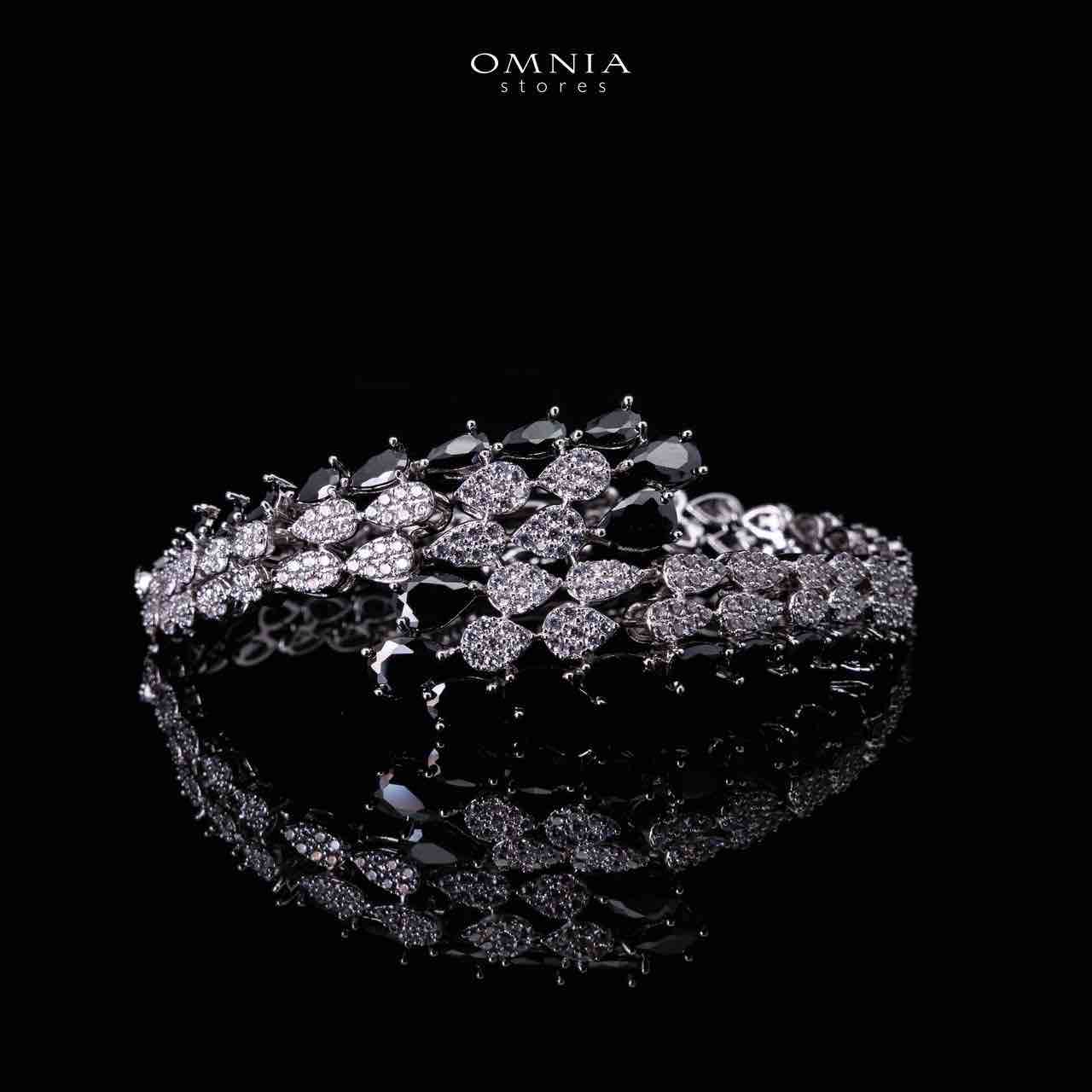 Omnia Amrah Luxury Bridal White and Black Full Set in High Quality Zircon Stone Rhodium Plated