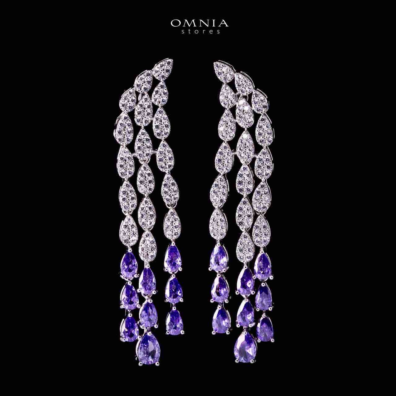 Omnia Amrah Luxury Bridal White and Purple Full Set in High Quality Zircon Stone Rhodium Plated