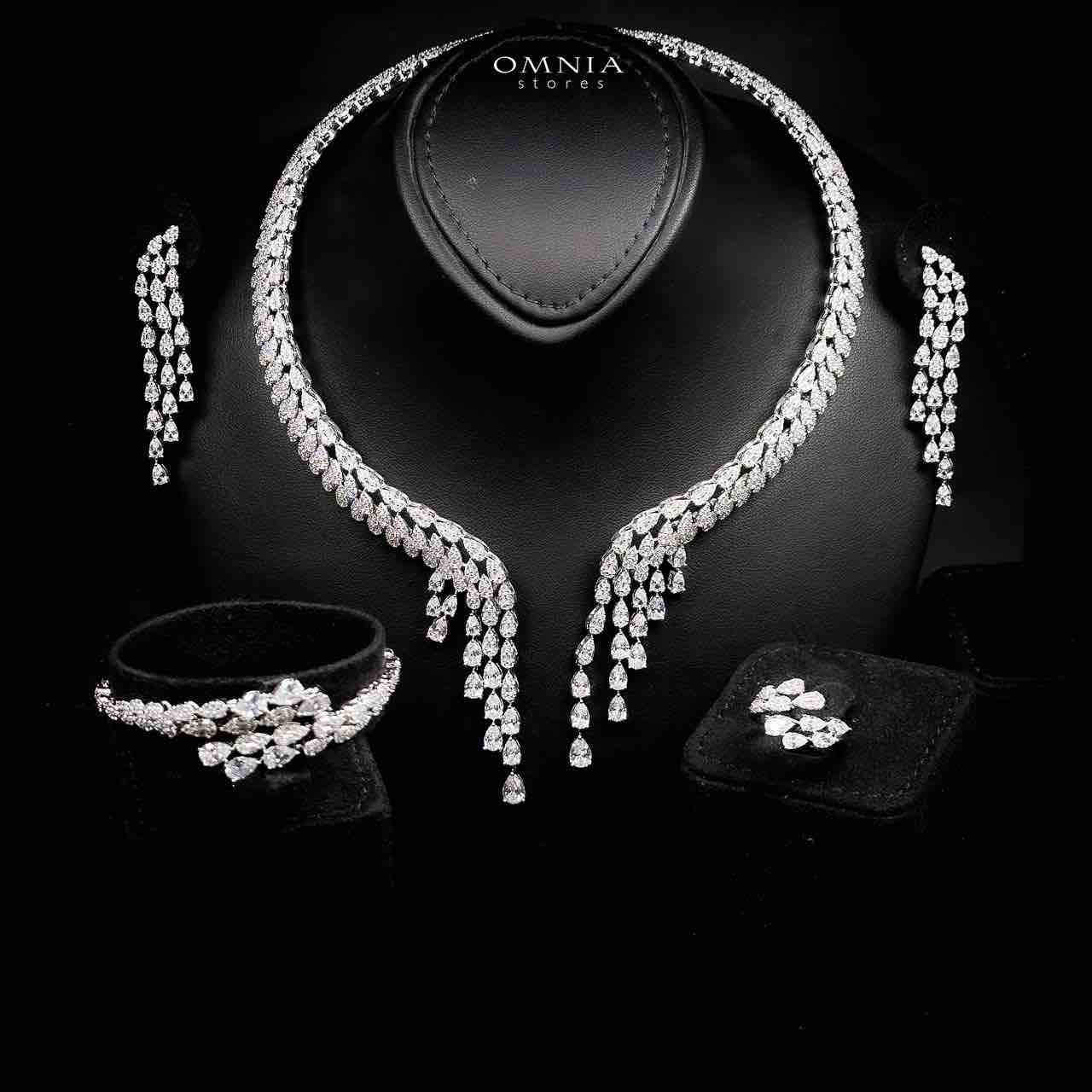 Omnia Senna Luxury Bridal White Full Set in High Quality Zircon Stone Rhodium Plated - OMNIASTORES KSA