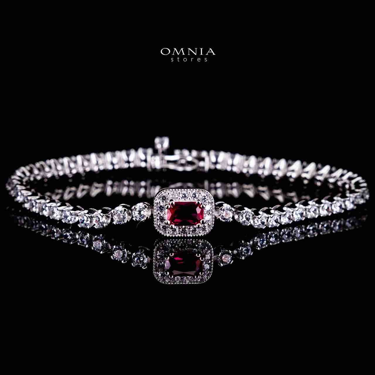 Omnia Zyrah Red Silver Bracelet in 925 Silver High Quality Simulated Diamonds