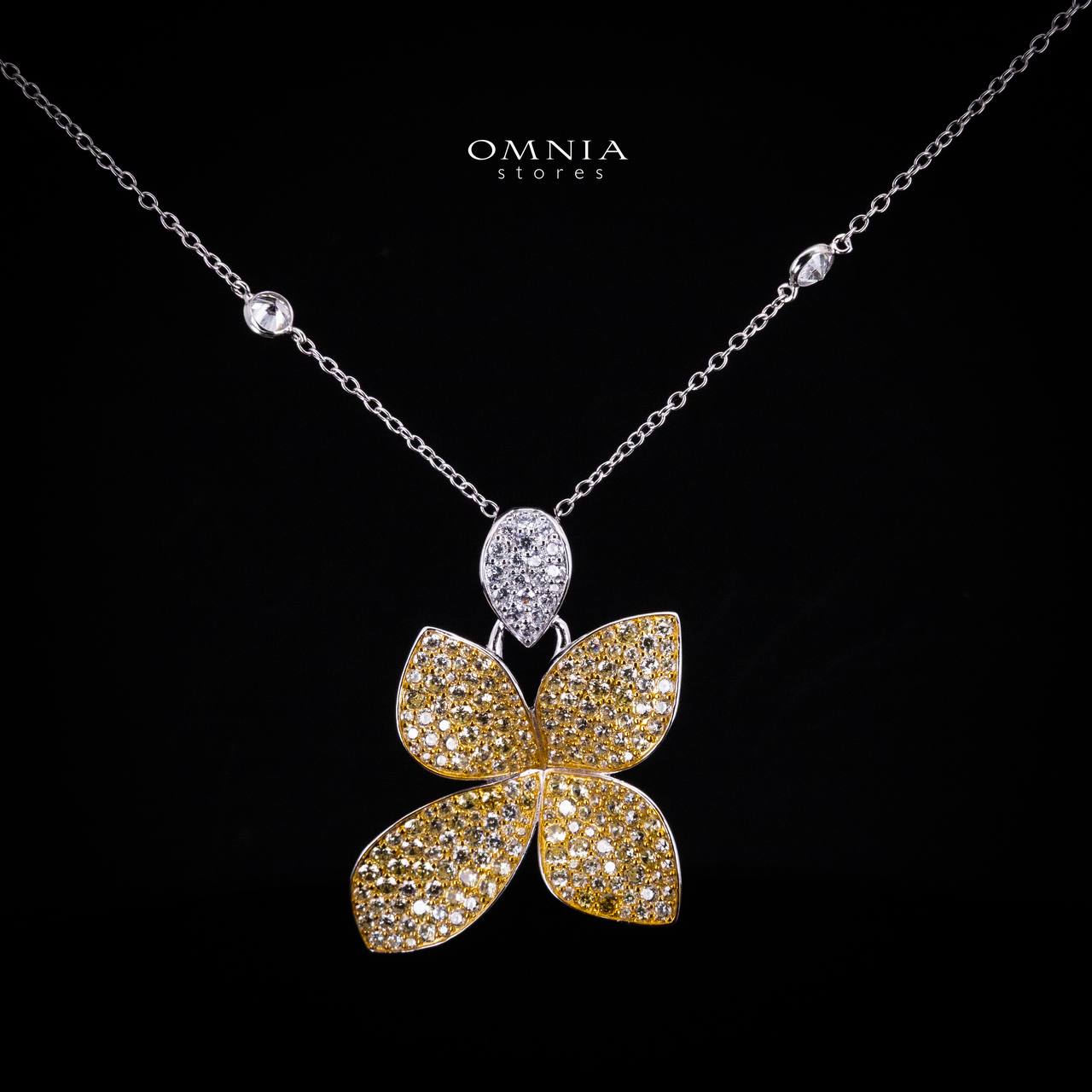 Omnia Dayana Gold and Silver Pendant Necklace in 925 Silver In High Quality Simulated Diamonds