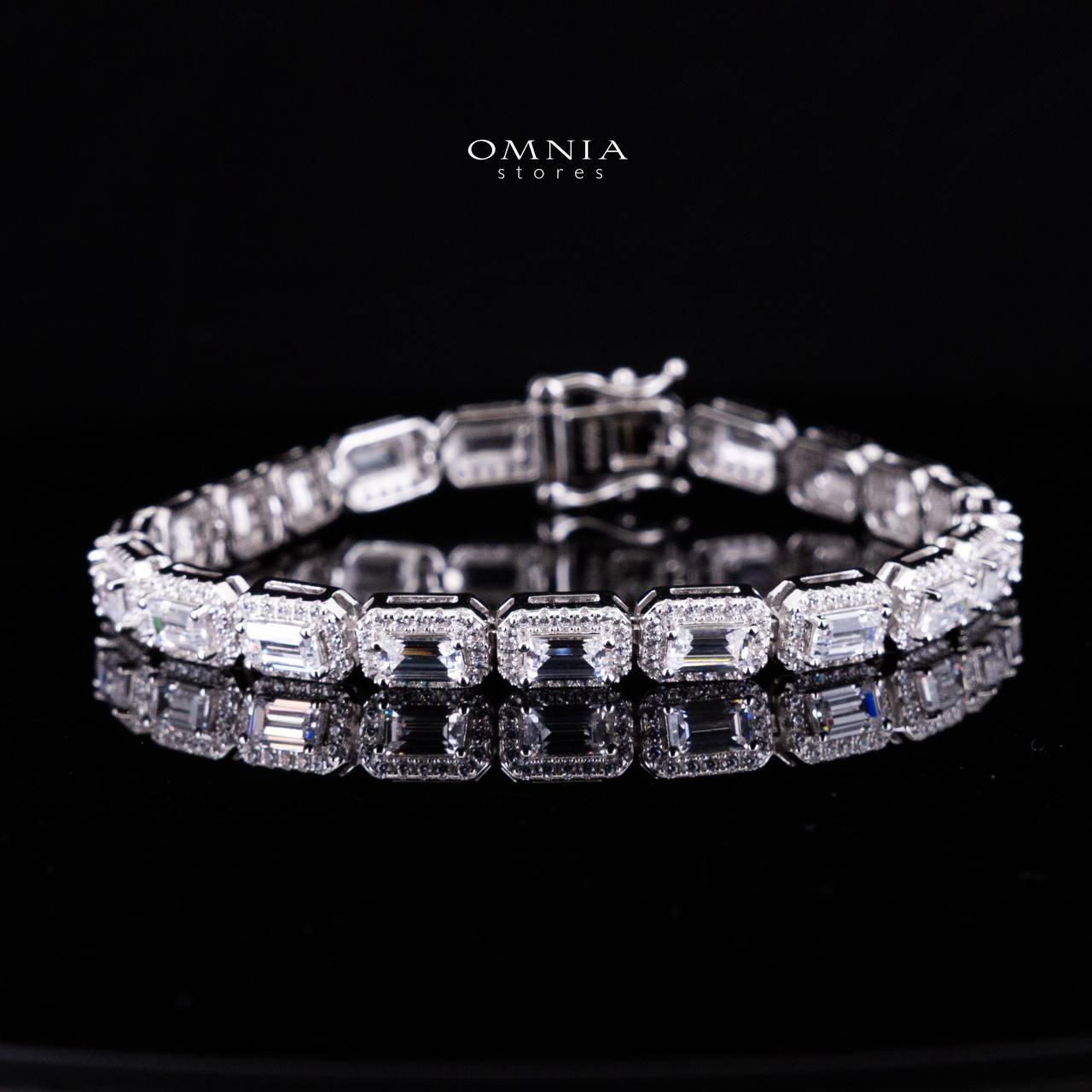 Omnia Afrah Silver Bracelet in 925 Silver High Quality Simulated Diamonds - OMNIASTORES KSA