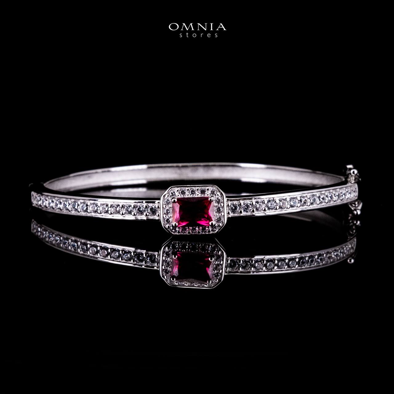 Omnia Ayrah Red Bangle in 925 Silver High Quality Simulated Diamonds