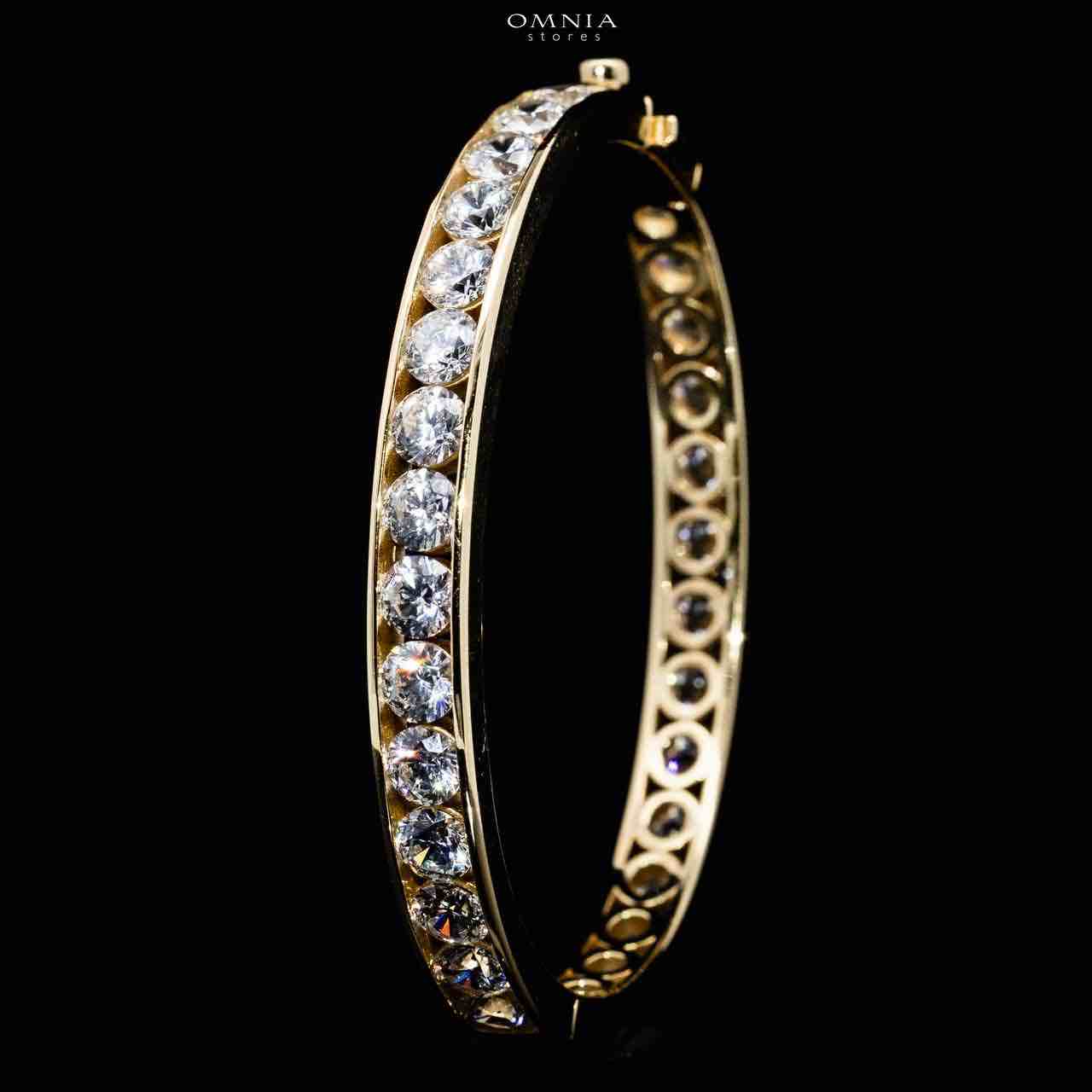 Omnia Nora Gold Bangle With High Quality Certified Lab Crafted Stones In 925 Silver - OMNIASTORES KSA