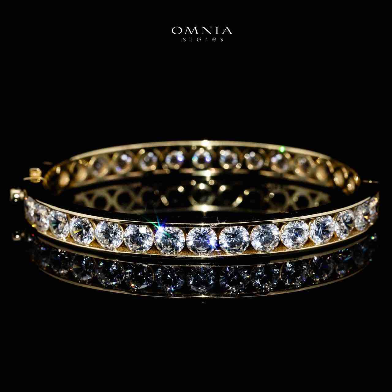 Omnia Nora Gold Bangle With High Quality Certified Lab Crafted Stones In 925 Silver - OMNIASTORES KSA
