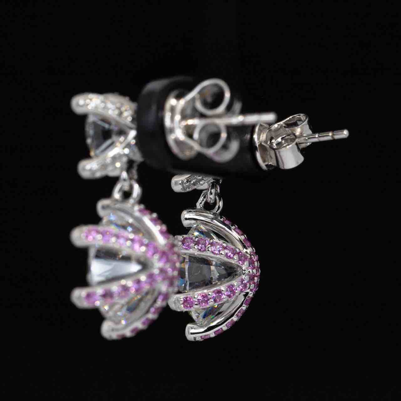 Omnia Asel White Round Earrings With High Quality Certified Lab Crafted Stones In 925 Silver - OMNIASTORES KSA