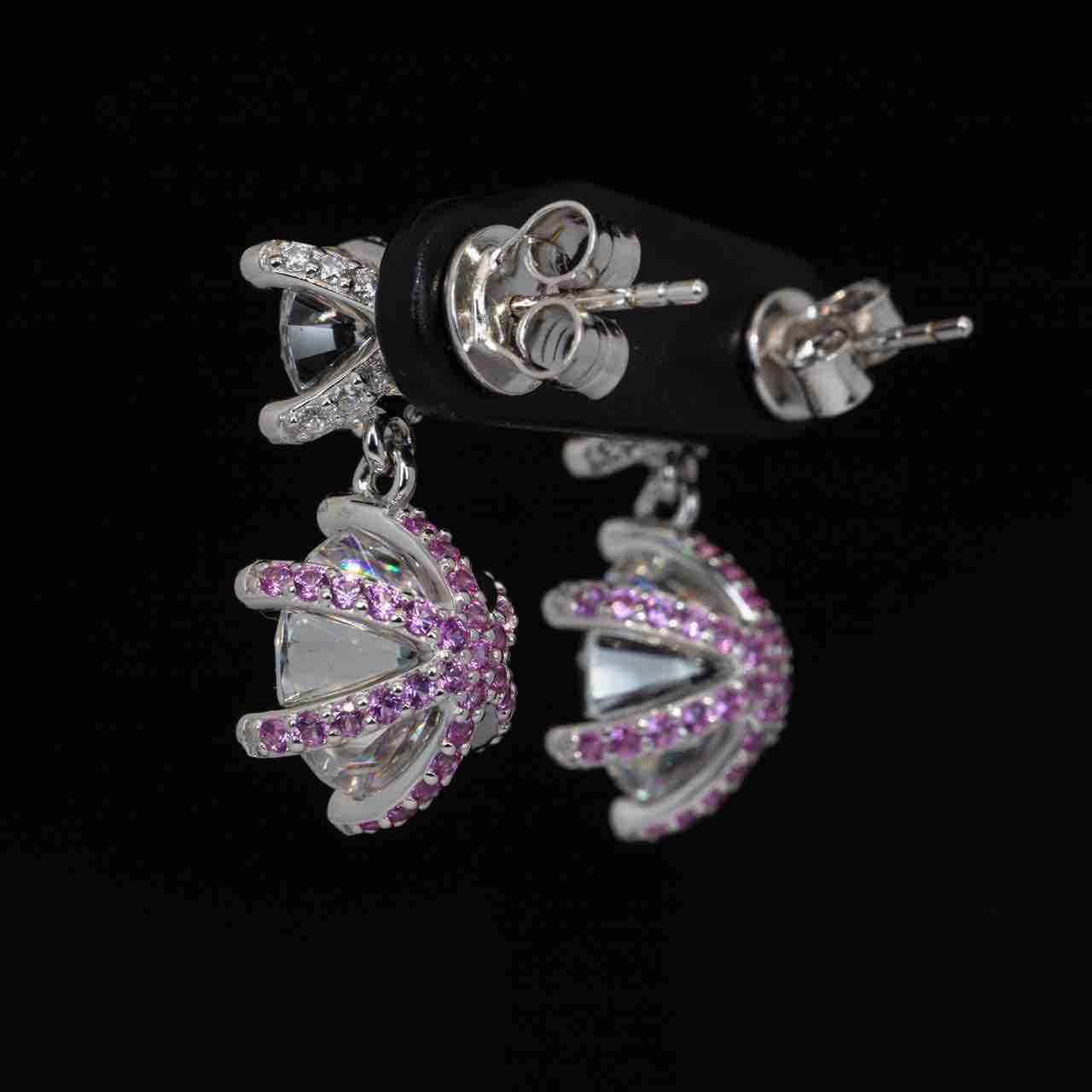 Omnia Asel White Round Earrings With High Quality Certified Lab Crafted Stones In 925 Silver - OMNIASTORES KSA