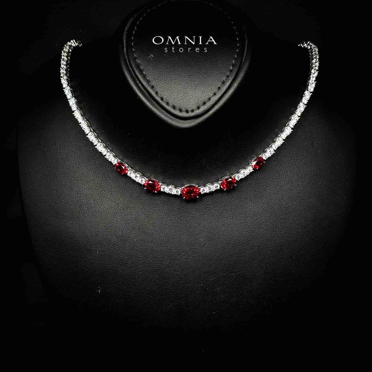 Omnia Heba White and Red Necklace With High Quality Certified Lab Crafted Stones In 925 Silver - OMNIASTORES KSA