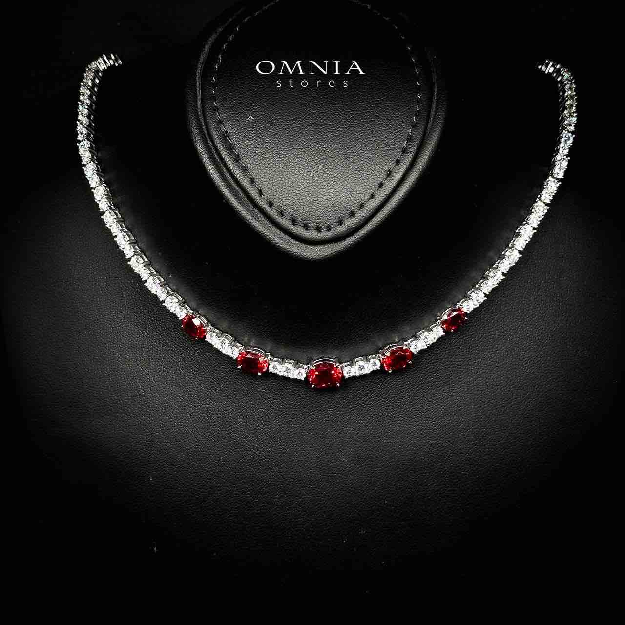Omnia Heba White and Red Necklace With High Quality Certified Lab Crafted Stones In 925 Silver - OMNIASTORES KSA