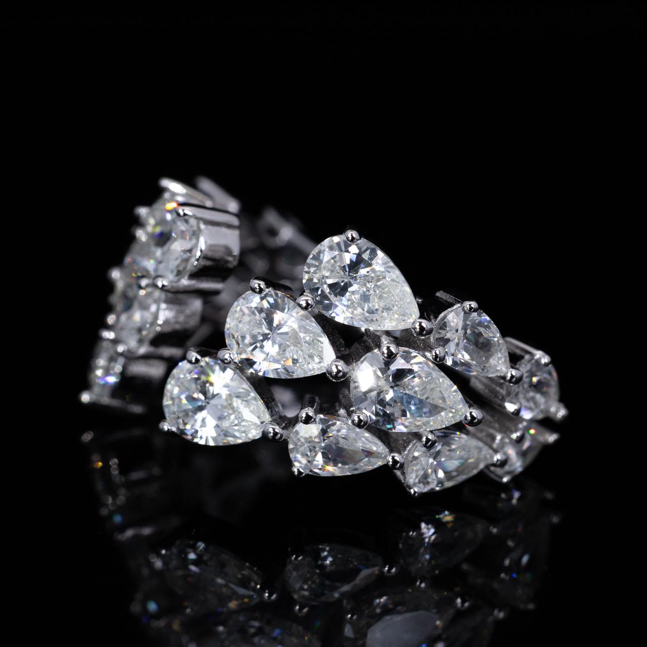 Omnia Nylah White Ring With High Quality Simulated Diamonds In 925 Silver - OMNIASTORES KSA