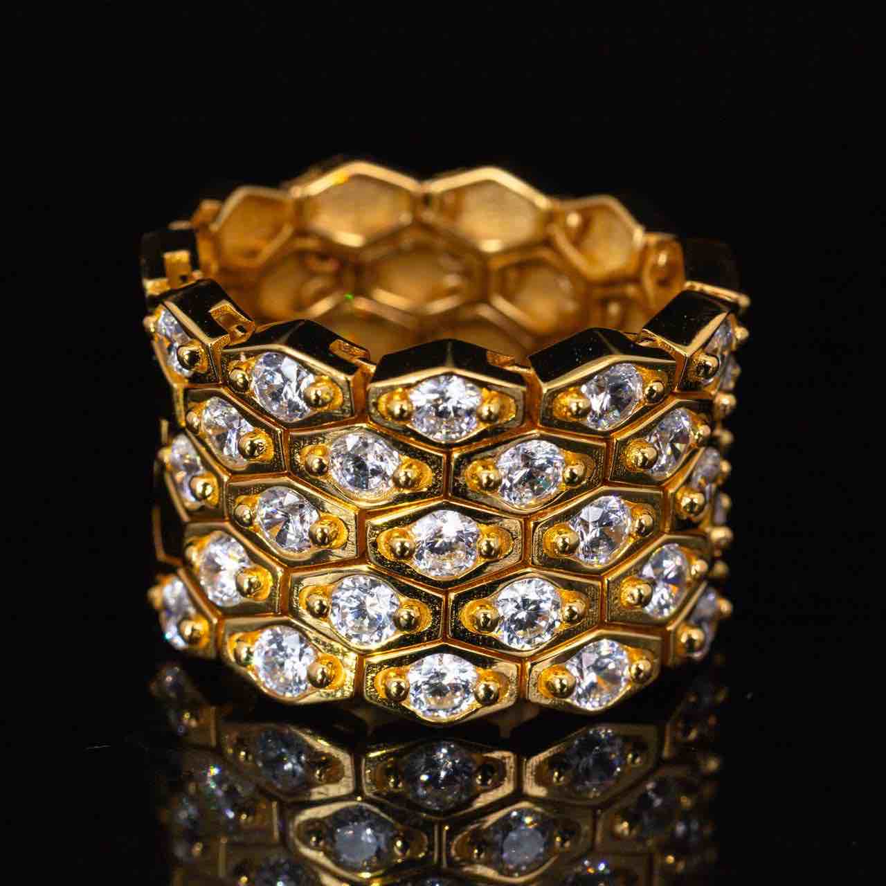 Omnia Kalila Gold Ring With High Quality Simulated Diamonds In 925 Silver - OMNIASTORES KSA