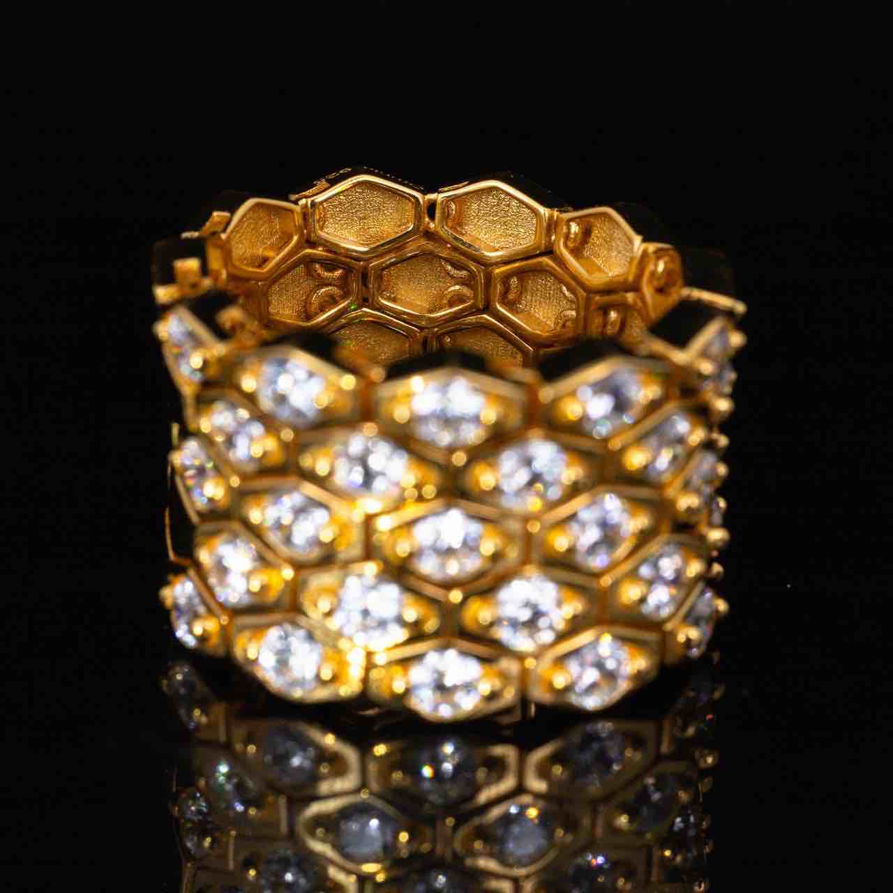 Omnia Kalila Gold Ring With High Quality Simulated Diamonds In 925 Silver - OMNIASTORES KSA