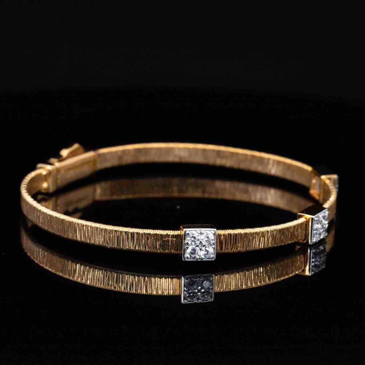 Omnia Sefa Gold Bracelet With High Quality White Simulated Diamonds Stones in 925 Silver - OMNIASTORES KSA
