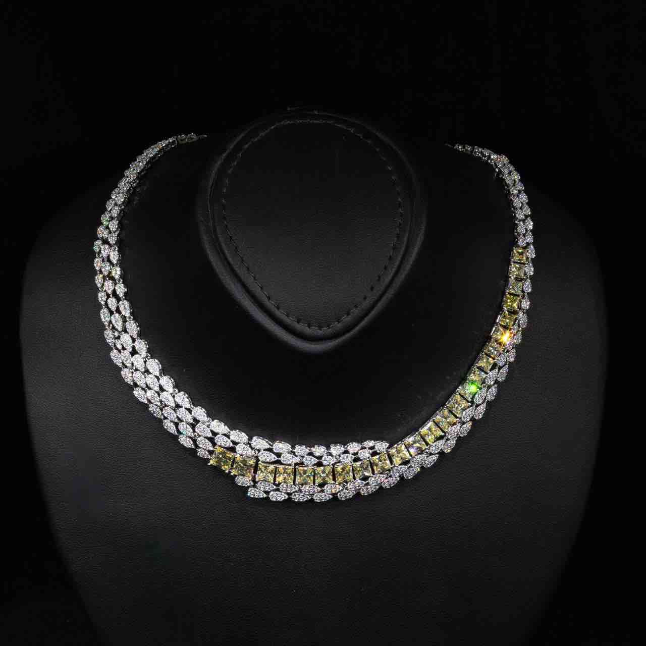 Omnia Trinity Yellow Luxury Bridal Full Set in High Quality Zircon Stone in Rhodium Plated - OMNIASTORES KSA