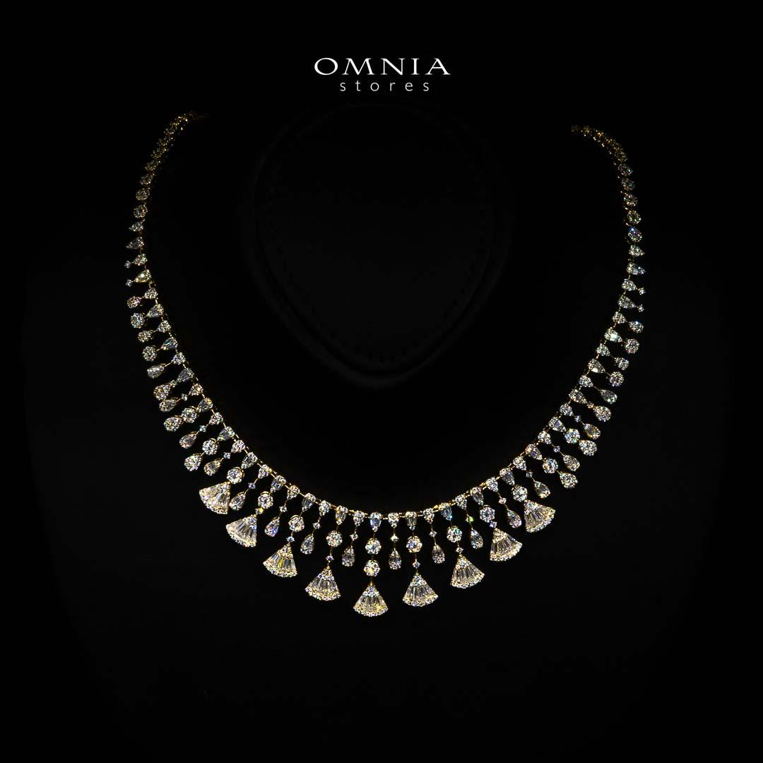 Omnia Camilla Gold Luxury Bridal Full Set in High Quality Rhodium Plated Zircon Stones - OMNIASTORES KSA