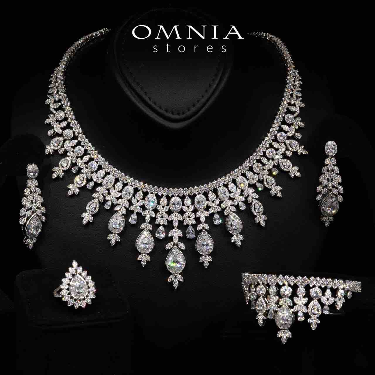 Omnia Celia White Luxury Bridal Full Set in High Quality Rhodium Plated Zircon Stones - OMNIASTORES KSA