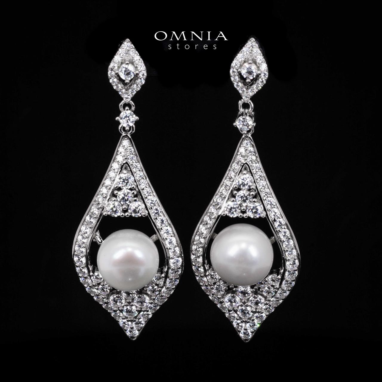 Omnia Gadi Fresh Real Water Pearl Drop Earrings in 925 Silver Accessories With High Quality Simulated Diamonds