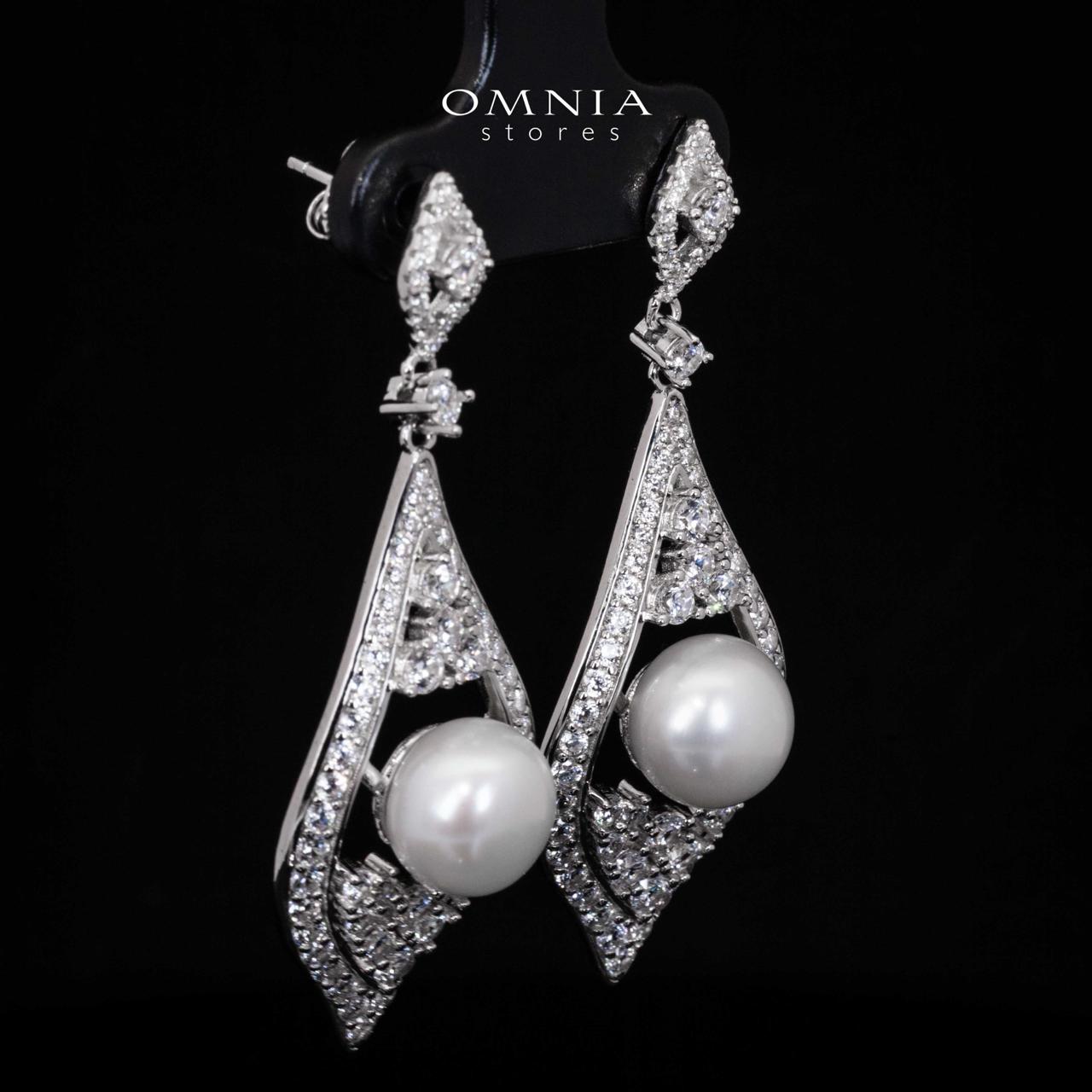 Omnia Gadi Fresh Real Water Pearl Drop Earrings in 925 Silver Accessories With High Quality Simulated Diamonds