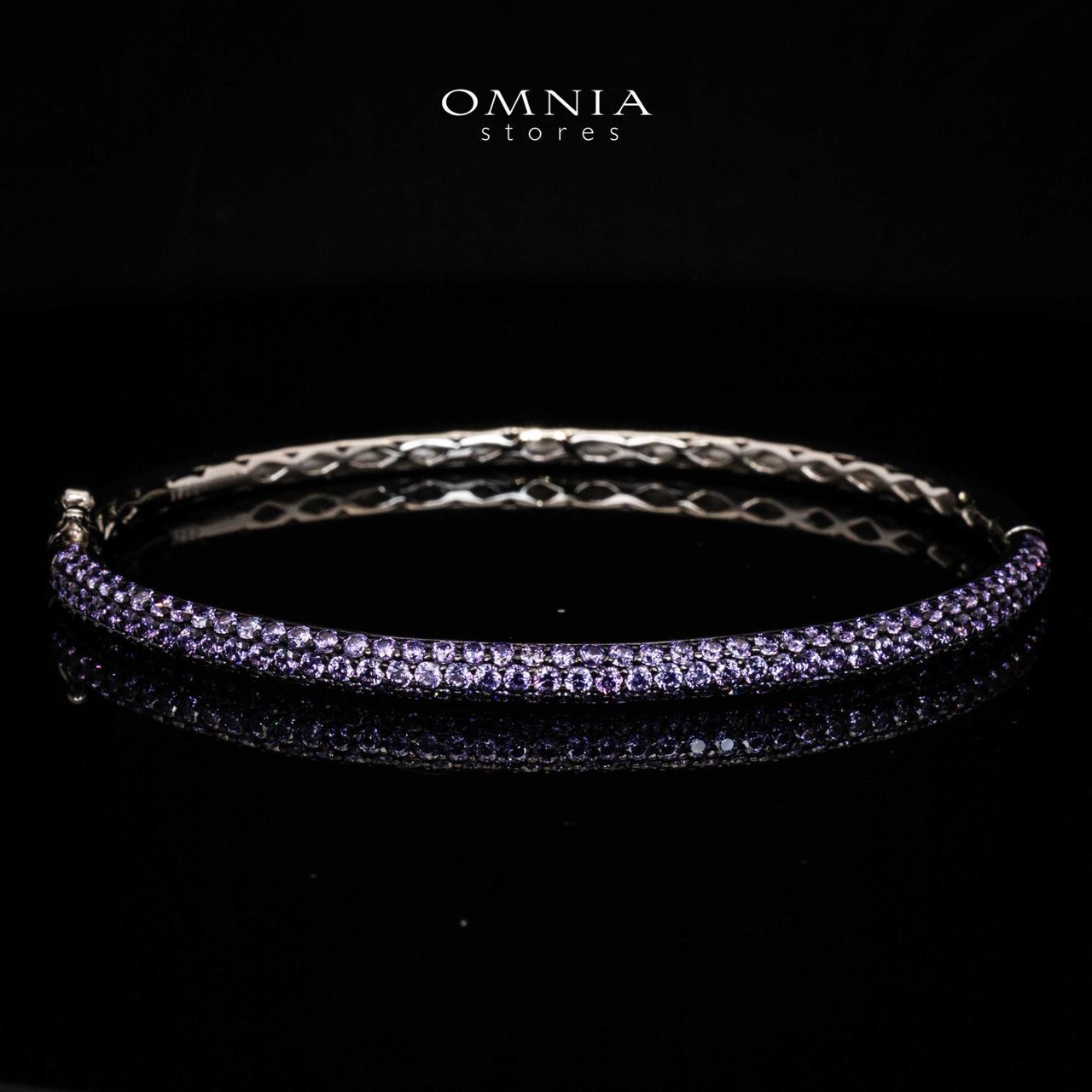 Omnia Zenah Purple Bangle With High Quality Simulated Diamonds in 925 Silver - OMNIASTORES KSA