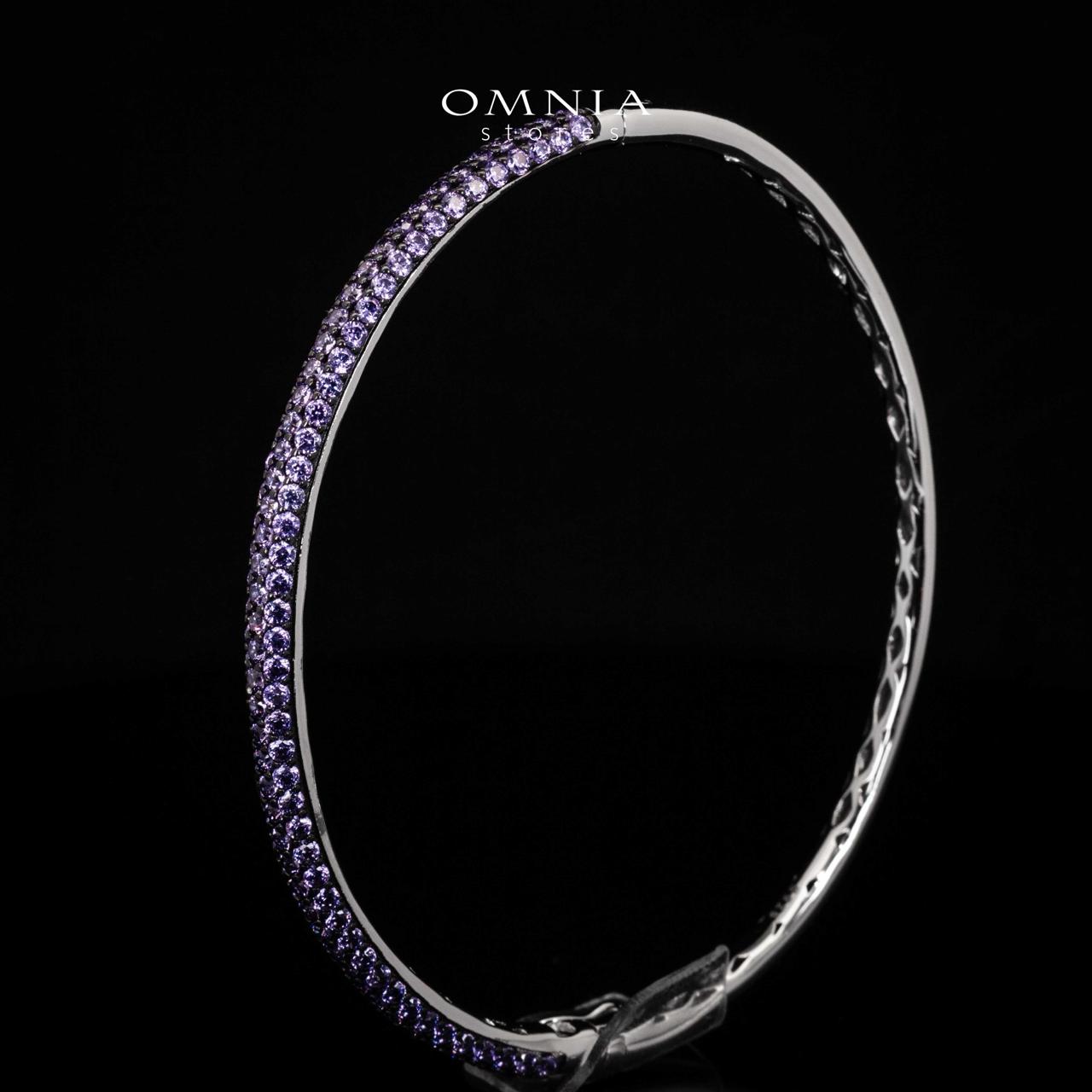 Omnia Zenah Purple Bangle With High Quality Simulated Diamonds in 925 Silver - OMNIASTORES KSA