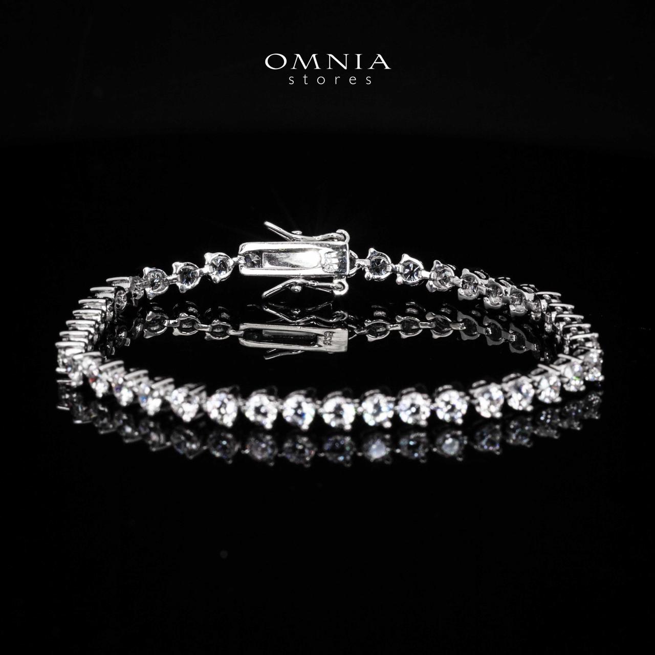 Omnia Kaira 2.5mm Heart Tennis Bracelet in 92.5 Silver High Quality Simulated diamonds
