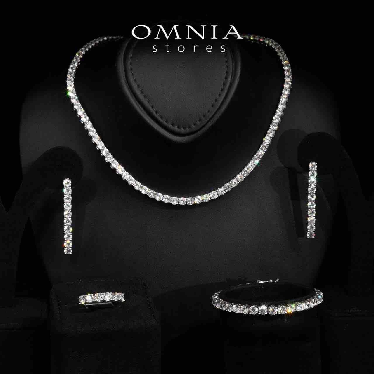 Omnia Ellen White Luxury Bridal Full Set in High Quality Rhodium Plated Zircon Stones - OMNIASTORES KSA