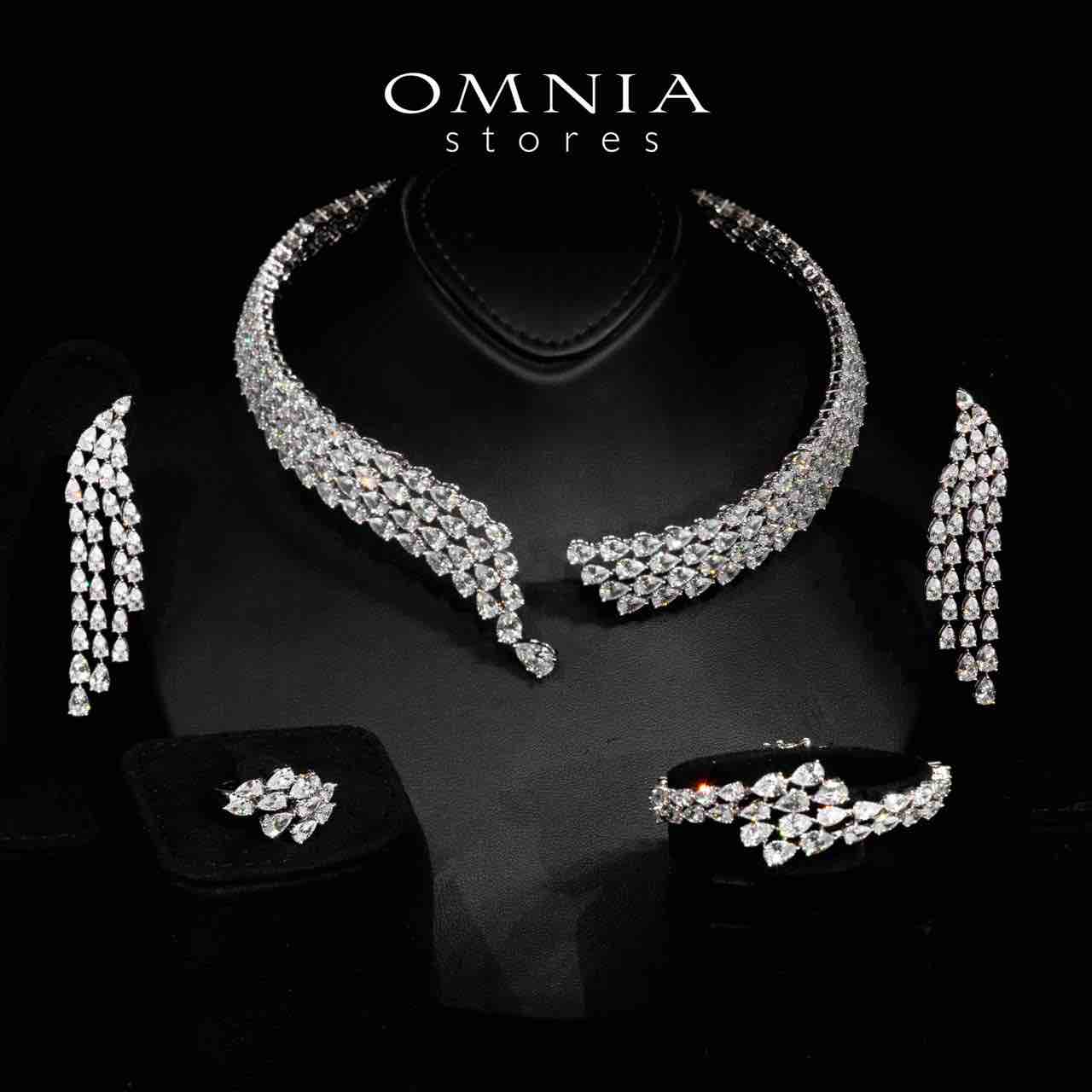 Omnia Ciara White Luxury Bridal Full Set in High Quality Rhodium Plated Zircon Stones - OMNIASTORES KSA