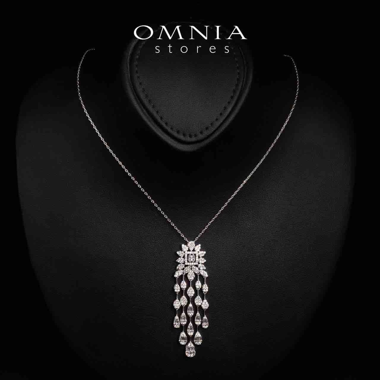 Omnia Emilee White Necklace,Earrings and Ring Set in High Quality Rhodium Plated Zircon Stones - OMNIASTORES KSA