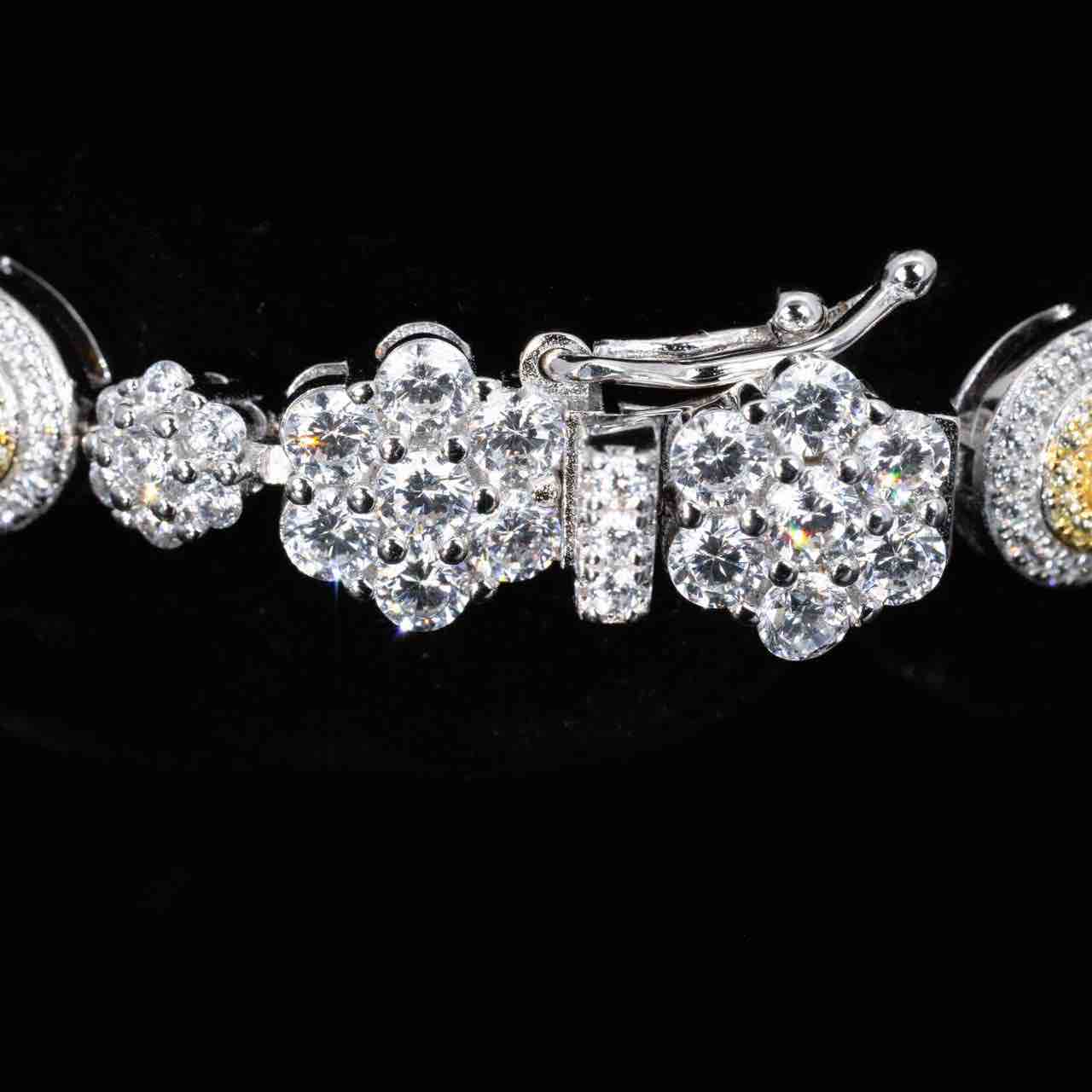Omnia Taliha White and Yellow Bracelet With High Quality Simulated Diamonds In 925 Silver - OMNIASTORES KSA