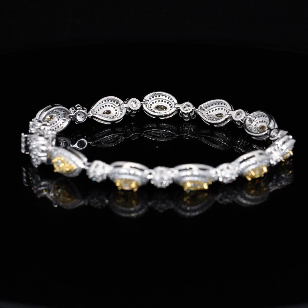 Omnia Taliha White and Yellow Bracelet With High Quality Simulated Diamonds In 925 Silver - OMNIASTORES KSA