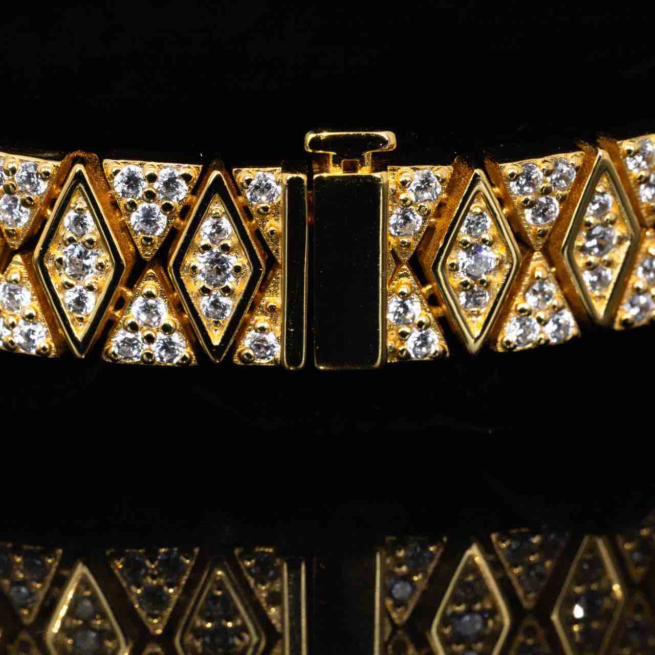 Omnia Saly Gold and White Bracelet With High Quality Simulated Diamonds In 925 Silver - OMNIASTORES KSA
