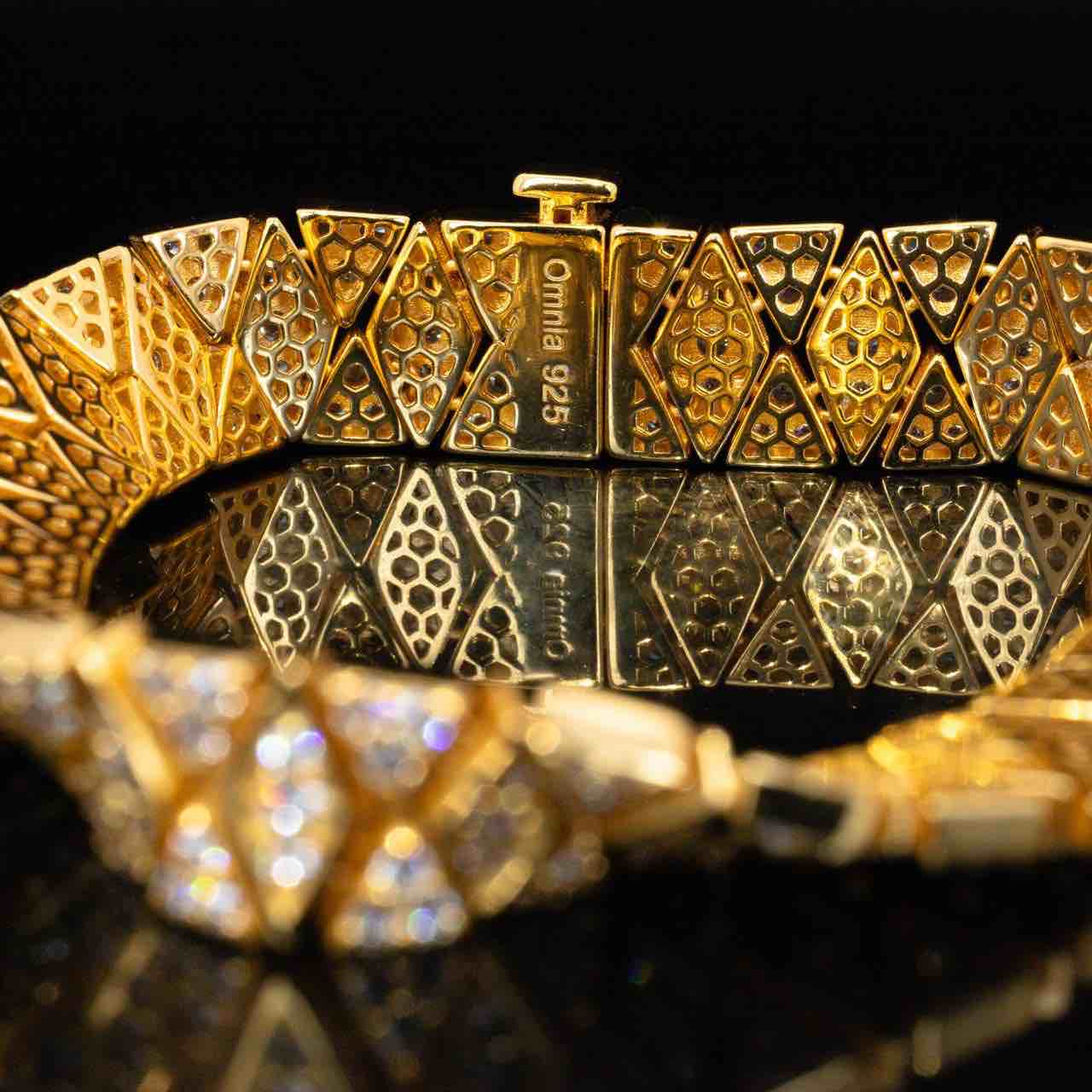 Omnia Saly Gold and White Bracelet With High Quality Simulated Diamonds In 925 Silver - OMNIASTORES KSA