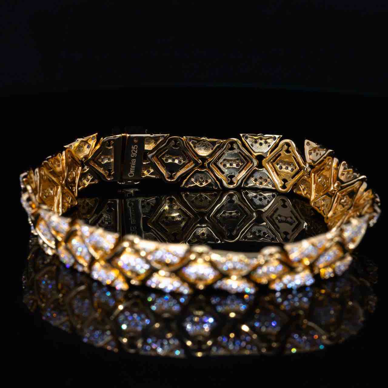 Omnia Lisi Gold and White Bracelet With High Quality Simulated Diamonds In 925 Silver - OMNIASTORES KSA