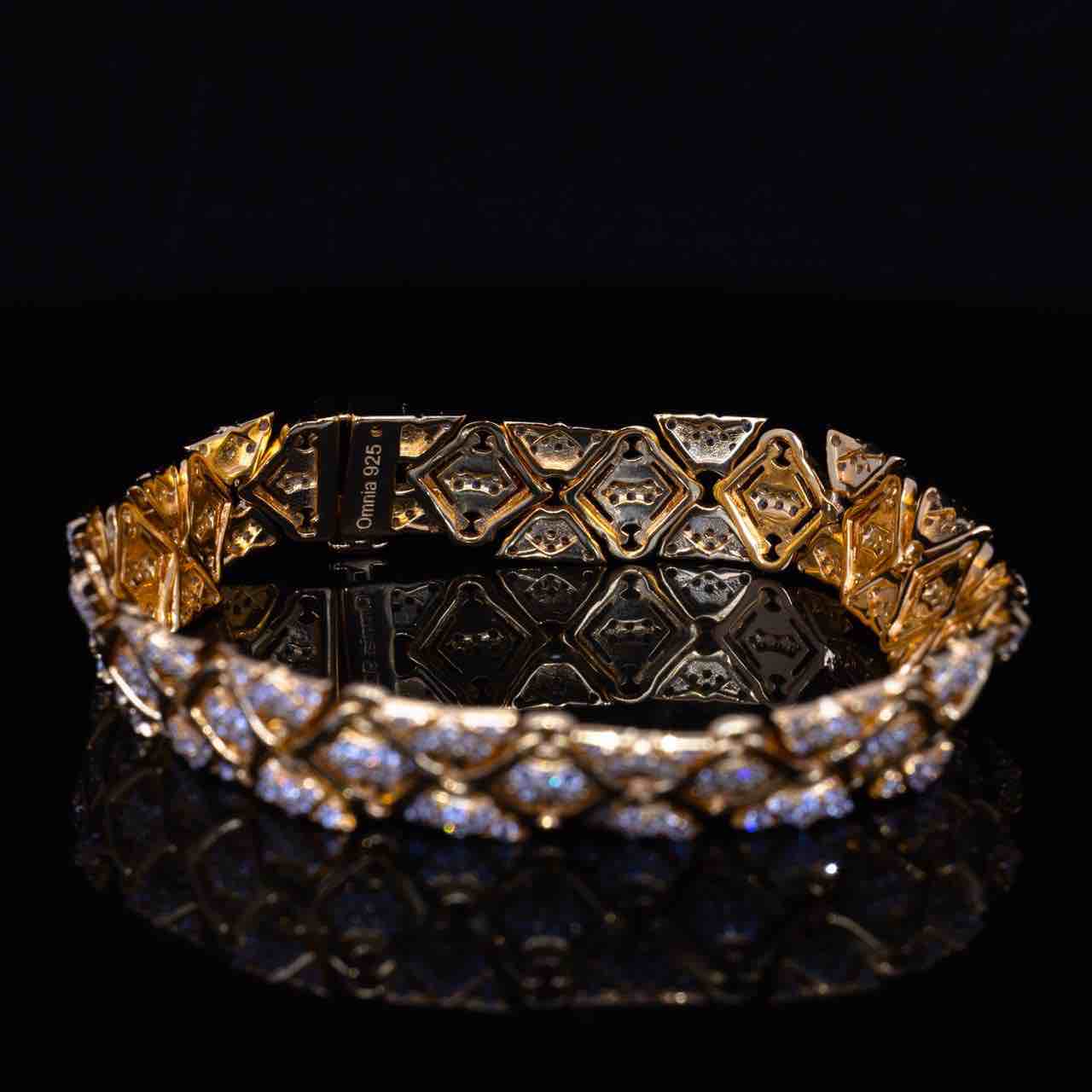 Omnia Lisi Gold and White Bracelet With High Quality Simulated Diamonds In 925 Silver - OMNIASTORES KSA