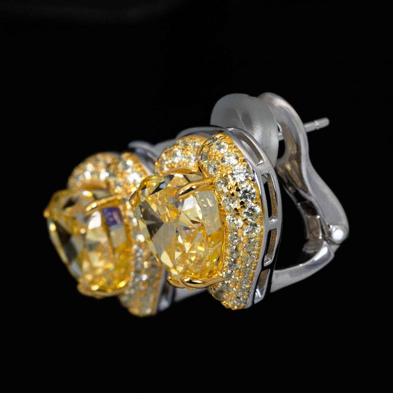 Omnia Ziyah Yellow Heart Clip Earrings With High Quality Simulated Diamonds In 925 Silver - OMNIASTORES KSA