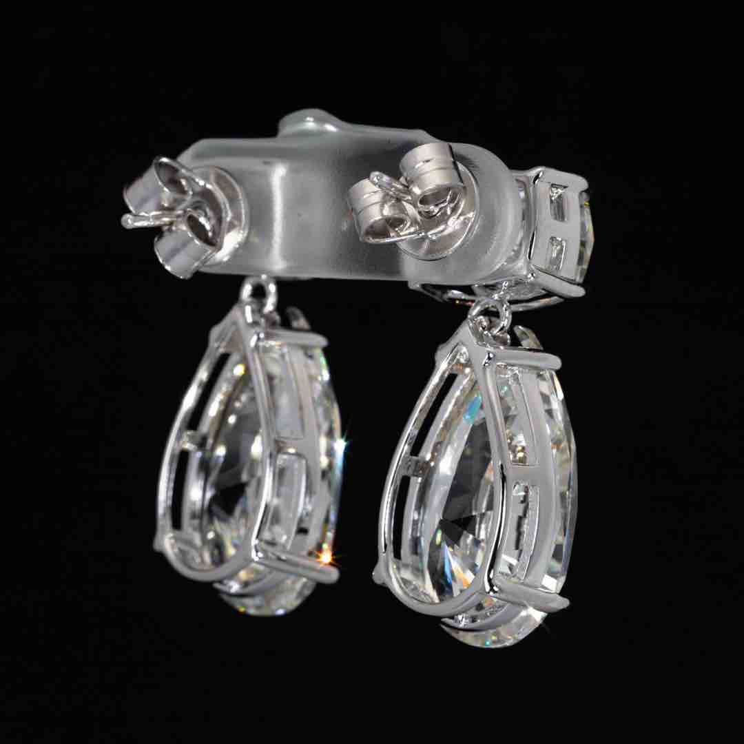Omnia Nula White Drop Earrings With High Quality Simulated Diamonds In 925 Silver - OMNIASTORES KSA