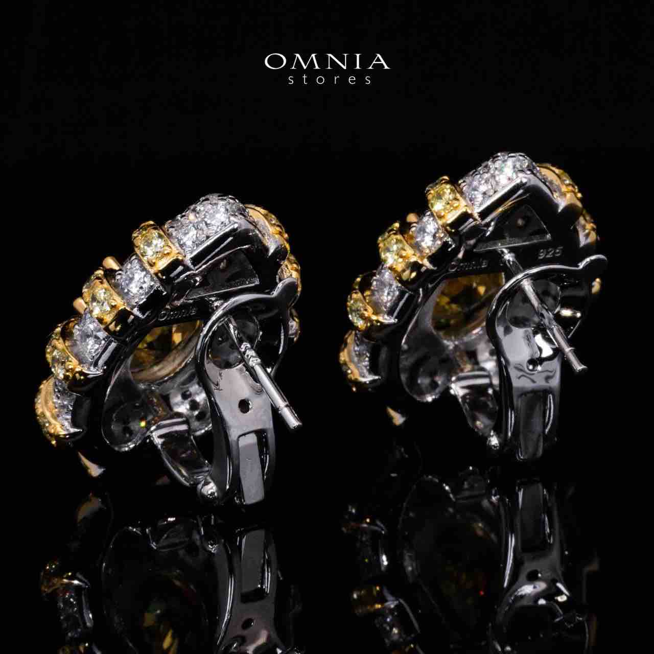 Omnia Zaila Yellow Clip Earrings With High Quality Simulated Diamonds In 925 Silver - OMNIASTORES KSA