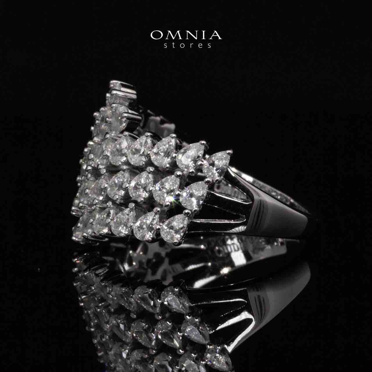 Omnia Klara White Ring With High Quality Simulated Diamonds In 925 Silver - OMNIASTORES KSA