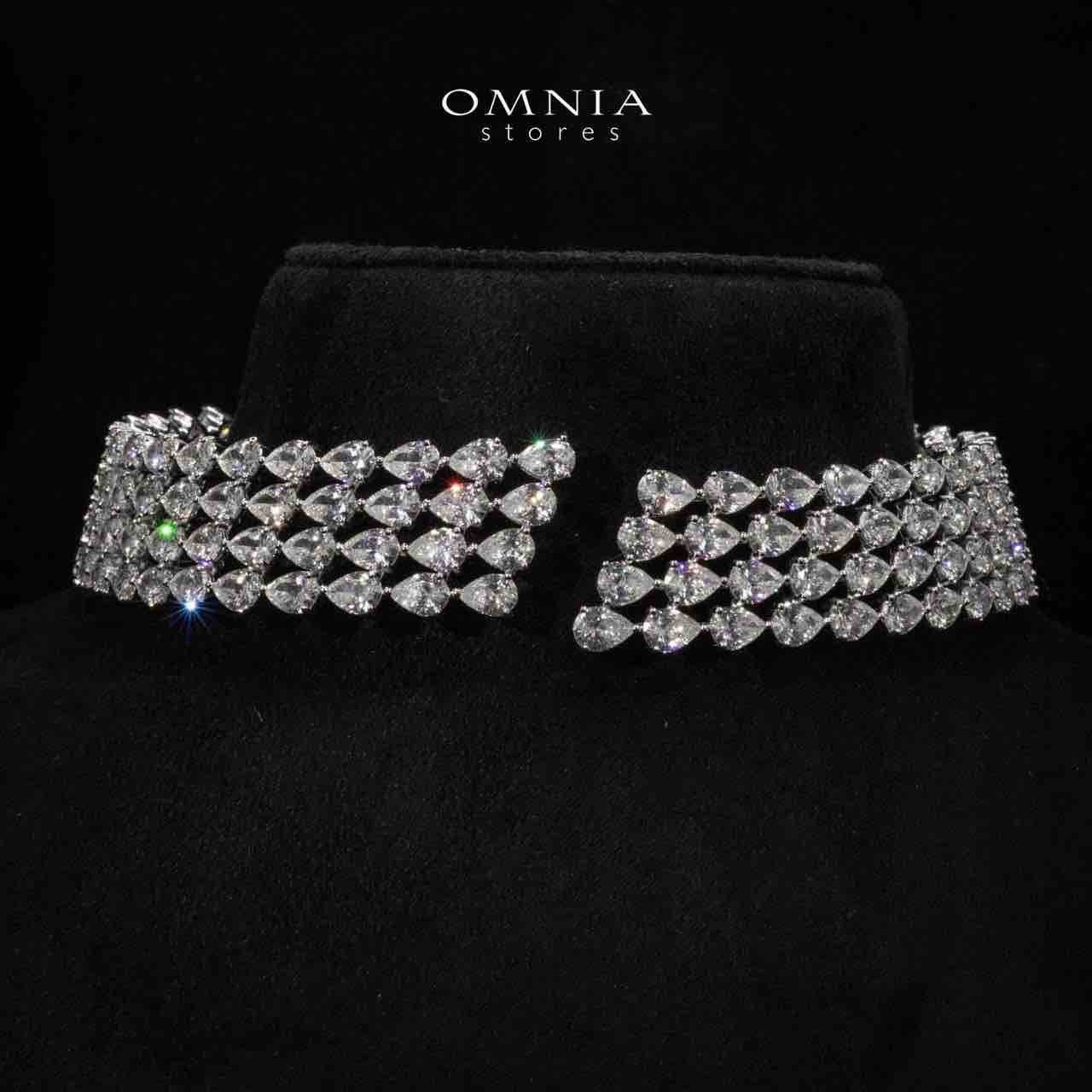 Omnia Tania White Choker Necklace With High Quality Simulated Diamonds In 925 Silver