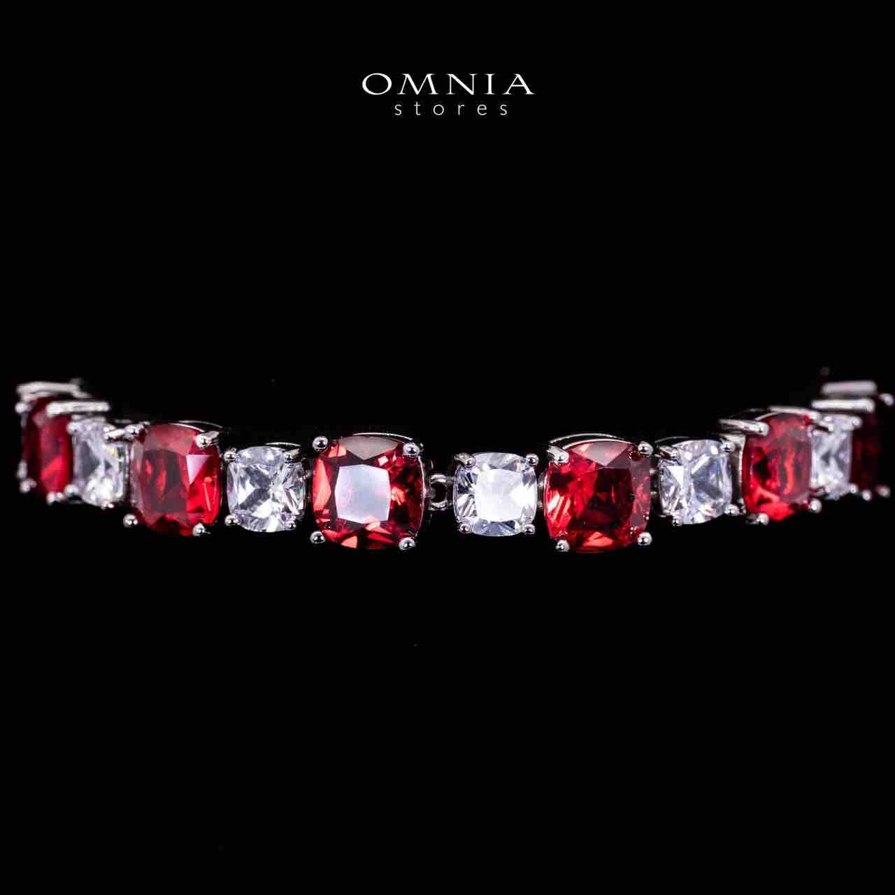 Omnia Alya Red and White Bridal Full Set in High Quality Simulated Diamonds Rhodium Plated - OMNIASTORES KSA