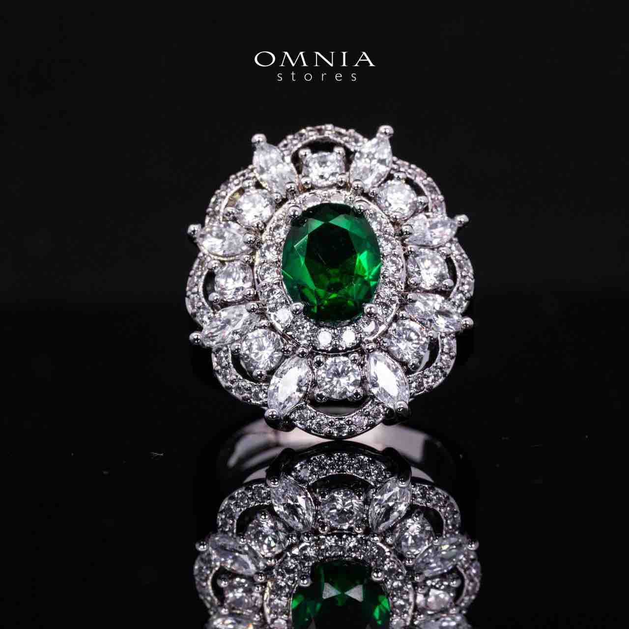 طقم زفاف كامل فاخر من Omnia Esra Green بطلاء الروديوم مرصع بالماس الصناعي عالي الجودة