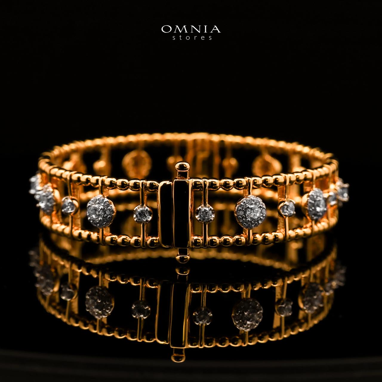 Nasim Golden Plated Bangle In 925 Silver Certified High Quality Lab Crafted Stones - OMNIASTORES KSA