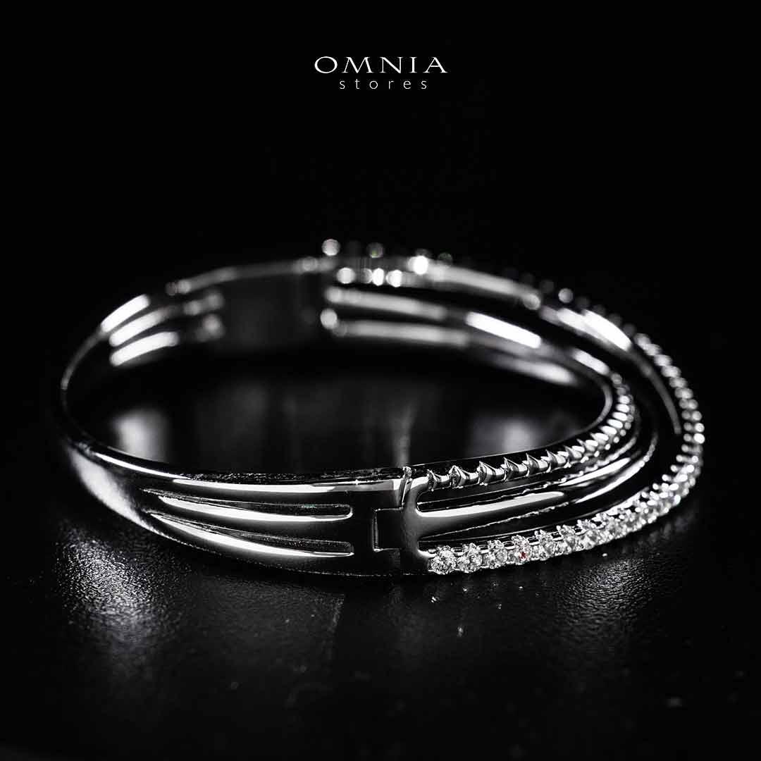 Omnia Suhair Twisted Silver Bangle In 925 Silver High Quality Certified Lab Crafted Stones - OMNIASTORES KSA