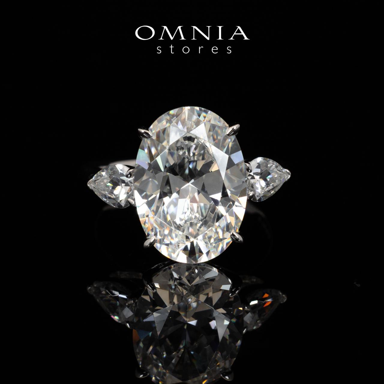 Omnia Shyla White Round Cut Ring With Certified High Quality Lab Crafted Stones In 925 Silver 10.9ct - OMNIASTORES KSA