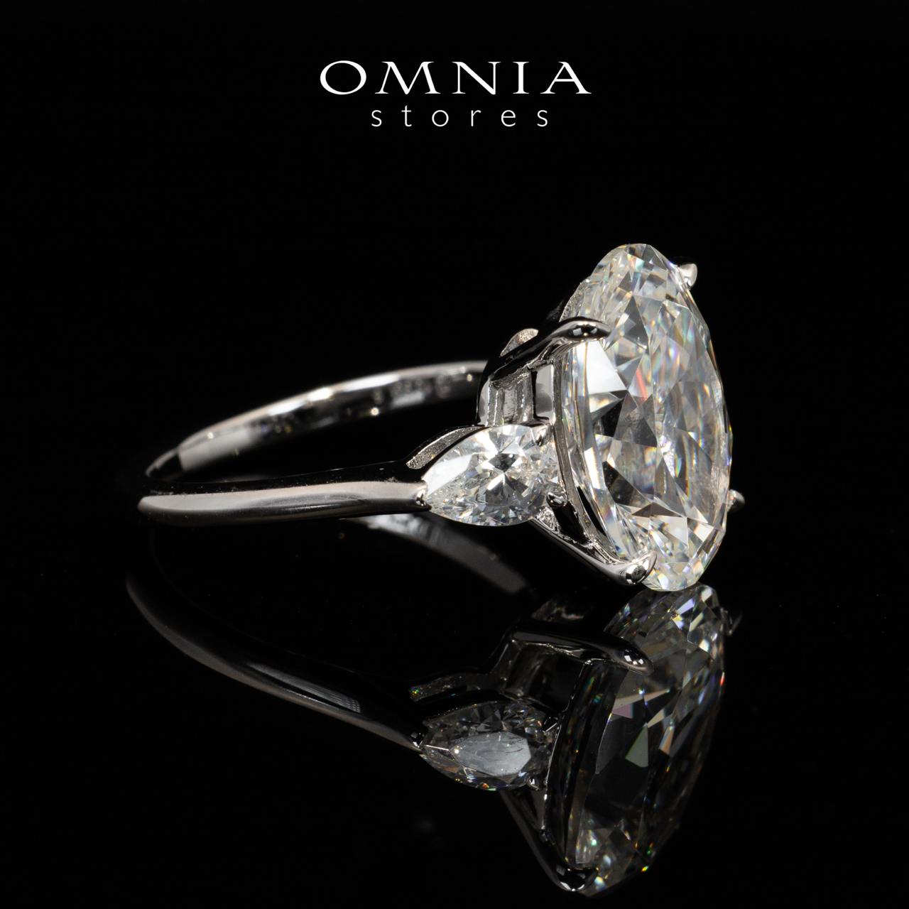Omnia Shyla White Round Cut Ring With Certified High Quality Lab Crafted Stones In 925 Silver 10.9ct - OMNIASTORES KSA