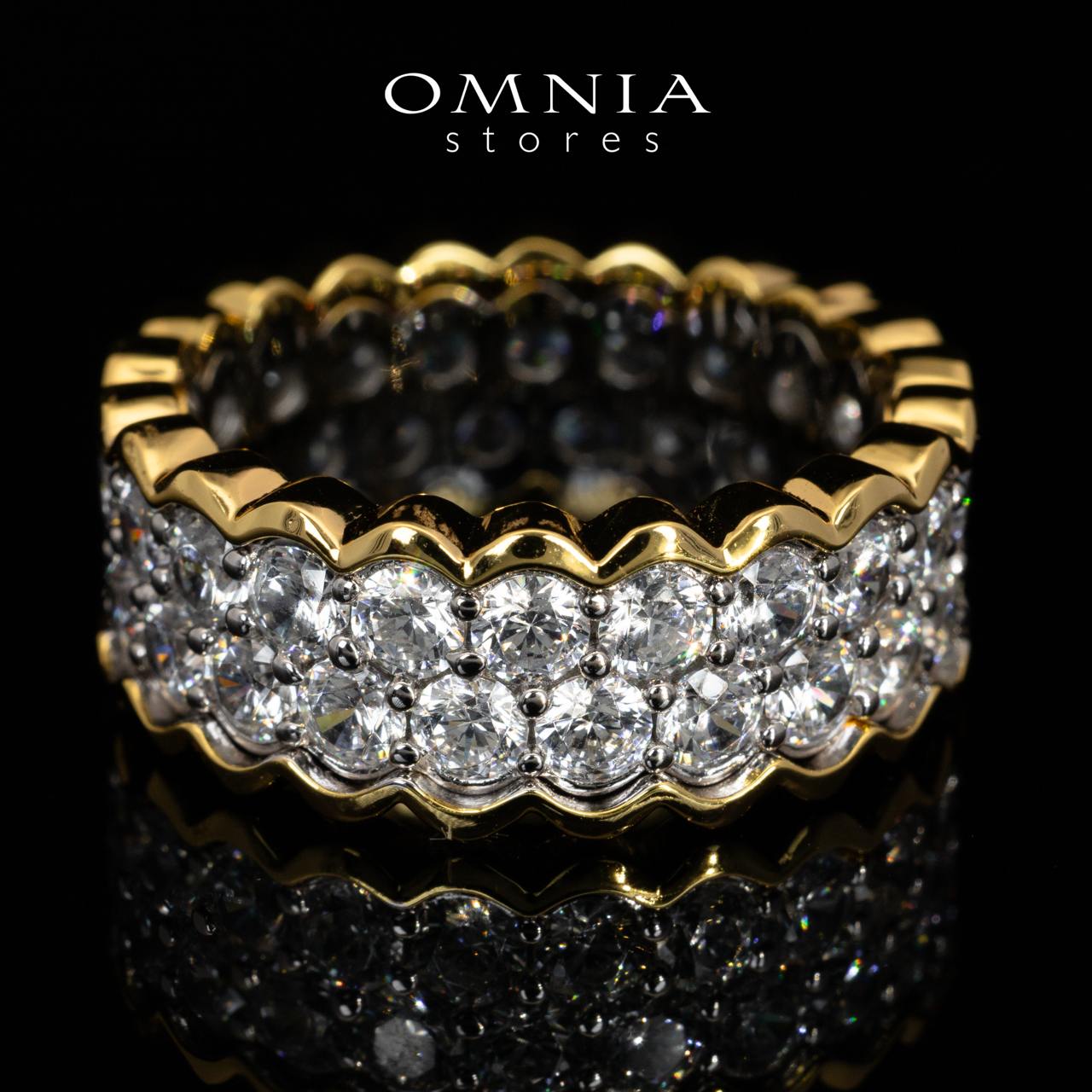 Omnia Amillia White and Gold Ring With Certified High Quality Lab Crafted Stones In 925 Silver - OMNIASTORES KSA