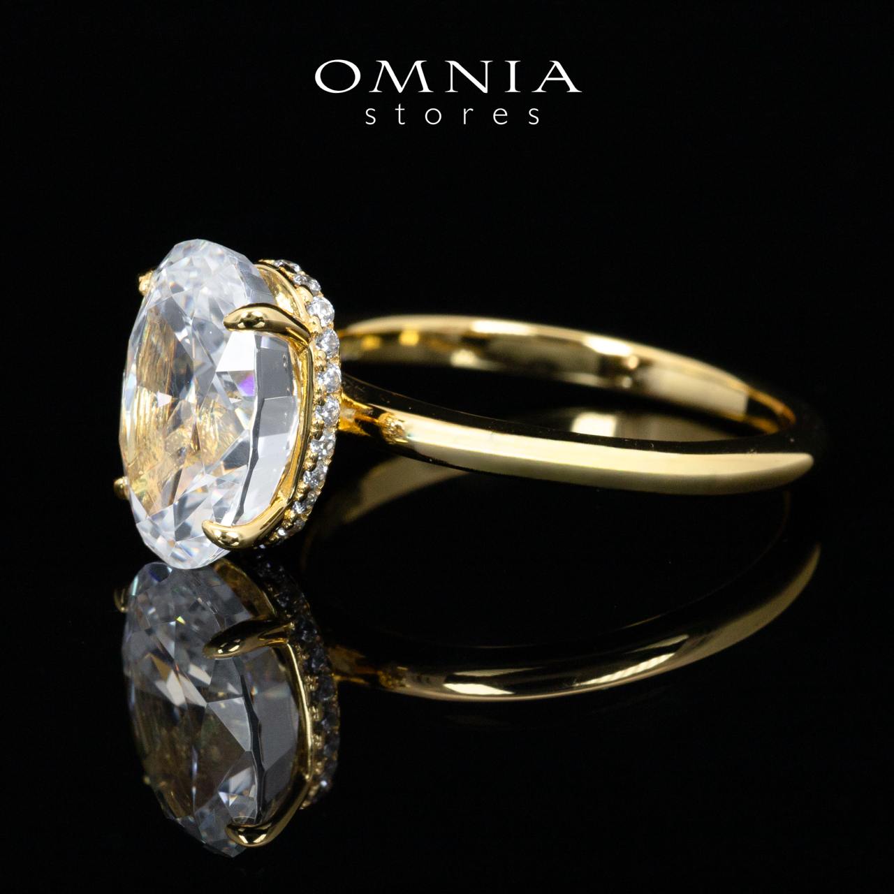 Omnia Elin Gold Oval Cut Ring With Certified High Quality Lab Crafted Stones In 925 Silver 7.8ct - OMNIASTORES KSA